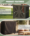 Outdoor Grill Cart With Stainless Steel Top, Rolling Utility Station, 2 Tier Storage Cabinet, dust cover and pipe holes
