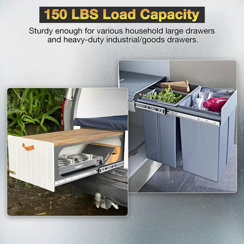 Beefy Heavy Duty Full Extension Drawer Slides For Side Mount 12 To 40 Inch Steel Rails Smooth Quiet Glide 150 Lb Capacity