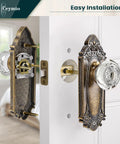 Crystal Door Knob Set With Privacy Lock In Antique Brass Base Glass Door Handle With Vintage Vibe For Bedroom