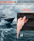 Dockside Ready Self-Adhesive Mesh Boat Storage Bag 10x7 Inch Marine Organizer securing items on rough seas