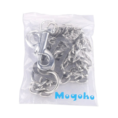 Badass Stainless Steel Dog Car Seatbelt No Chew Pet Safety Restraint Cable in packaging with durable clips and chain.