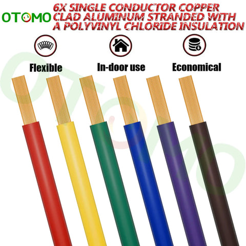 Six Color Code 14 Gauge CCA Wire Spool Set 100 Ft Each 600 Ft Total Single Conductor Automotive Primary Hook Up Wire SAE J1128