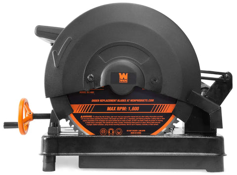 15 Amp 14 Inch Multi Material Cut Off Chop Saw With Carbide Tipped Blade for Cutting Metals, Plastic, and Wood, front view