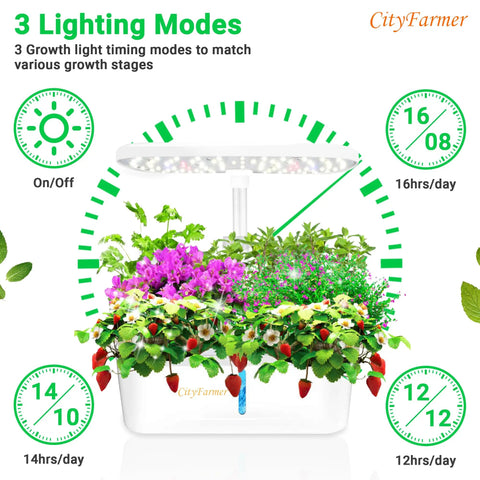 Dope Indoor Hydroponics Growing System With LED Grow Light For Fresh Vegetables And Herbs, Quiet Smart Water Pump, Auto Timer, 12 Pod Planter