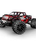 1:18 Scale All Terrain RC Car Be A Beast On Any Trail 36 KMH High Speed 4WD Electric Off Road Truck With 2 Batteries, Charger, 2.4 GHz Controller, Waterproof Chassis Red, featuring rugged tires and splash-proof body.