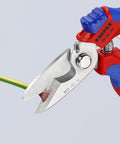 Angled Electricians' Shears For Tight Spaces Six And A Quarter Inch, 45 Degree Offset Design cutting wire with sure grip handle