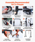 Guide showing assembly steps for Workhorse Grade Adjustable Gantry Crane 4400 Lbs Capacity Portable Shop Lift Hoist.