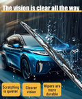 All Season Silicone Windshield Wiper Blades 22 Inch 16 Pack Heavy Duty Rain Eraser shown on wet windshield for clear vision.
