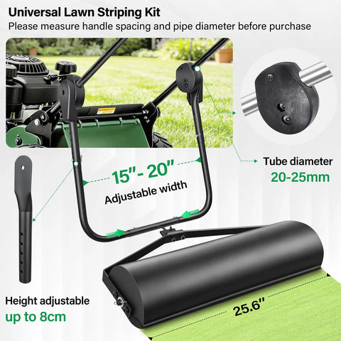 Universal Lawn Stripe Kit For Push Walk Behind Mowers With Heavy Duty Roller And Adjustable Bracket, Large Easy Fill Sand Port And Funnel, Fits Gas Or Electric Mowers, DIY Striper Tool, 15-20 in