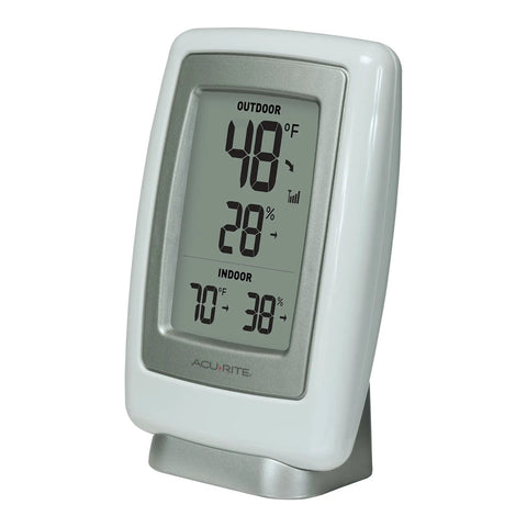 Indoor Outdoor Digital Thermometer With Wireless Temperature Sensor And Hygrometer For Home Use displaying temperatures