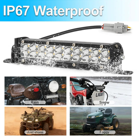 Amber White Dirt Bike Led Light Bar Kit With On Off Switch Plug And Play Headlight, waterproof demonstration in varied conditions