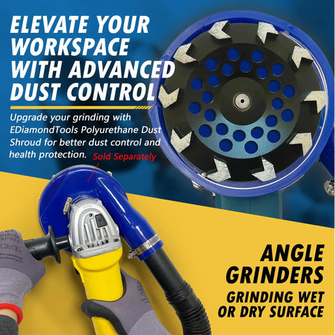 Image of a 7 Inch High Performance Diamond Grinding Wheel for Concrete Paint Epoxy Mastic and Coating Removal with 10 Arrow Segments