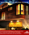 Outdoor Motion Sensor LED Flood Light Bulbs 1500LM 3000K Warm White illuminating a modern house with motion detection