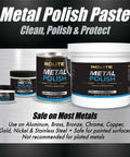 Heavy Duty Metal Polish Paste 4.5 Oz For Aluminum, Chrome, And Stainless Steel, with larger containers, for cleaning and restoring
