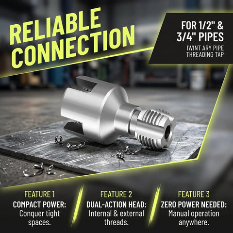 Heavy Duty Carbon Steel Pipe Threading Tool Kit For Half Inch And Three Quarter Inch Plastic Pipes With Dual Function Internal And External Threader For Garden Plumbing Systems And Onsite Fieldwork Pro Grade Quality, 1/2" and 3/4"