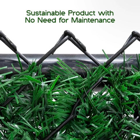 Heavy Duty Privacy Hedge Slats for Chain Link Fence with PVC pine needles providing lush greenery and 90% privacy, close-up view.