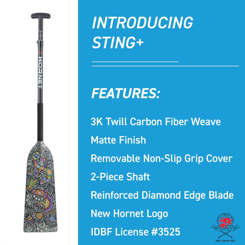 Sting Plus Dragon Boat Paddle For Dope Racing, Adjustable Carbon Fiber 3K Build, Ultra Lightweight 20 Oz, IDBF Approved Dragon Artist Edition