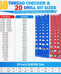 Upgrade Thread Checker Kit With 80 Nut And Bolt Sizes Including 60 Standard Thread 26 Metric And 20 Drill Bit Gauges