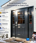 Front door with Built In WiFi Fingerprint Smart Lock With Two Knobs No Hub Needed Remote App Control Keyless Entry Front Door Deadbolt Auto Lock Satin Nickel Finish 7 Ways To Unlock For Everyday Convenience, featuring satin nickel finish.