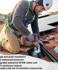 Installer using 16 Pack Aluminum L Bracket Solar Racking Kit With Flashing For Roof Mounting On Asphalt Shingle And Composite Roofs