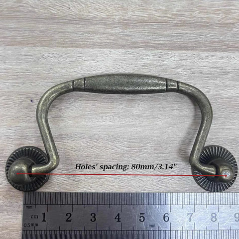 Antique Bail Pulls For Drawers And Cabinets Bronze Zinc Alloy Hardware With 3.1 Inch Center Spacing And 100x50mm Overall Size Includes Mounting Screws Retro Dresser Wardrobe Cabinet Knobs