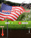 Beefy Heavy Duty Ground Flag Pole Kit 8.5 Feet Tangle Free Inground Flagpole With Windproof Prong displaying American flag.