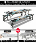 Three Piece Picnic Table Cover Set With Bench Covers And Bag Waterproof Windproof Fitted Tablecloth With Elastic Edge