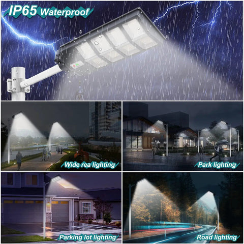 Ultra Bright 500W Solar Street Light Outdoor With 35000 Lumens LED for wide area, park, parking lot, and road lighting