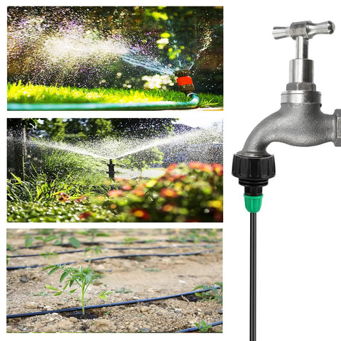 Garden Hose Adapter 3/4 To 1/4 Inch Drip Irrigation Tubing Connectors With Lock Barbed Design, 3/4 Inch US Standard GHT Thread, 5 Pack