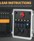 12V 5 Gang Rocker Switch Panel With LED Illumination All Weather Waterproof Box Heavy Duty Breaker USB And USB C PD Charger Voltmeter