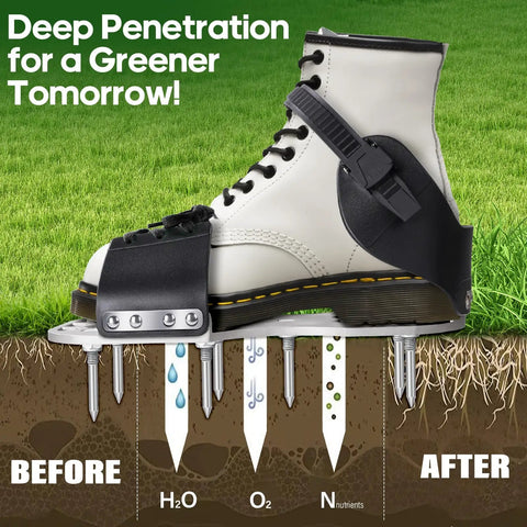 Pro-Grade Lawn Aerator Shoes With 5mm Metal Sole And Bend-Resistant Spikes, Fully Assembled, Adjustable Straps For Easy Grass Aeration