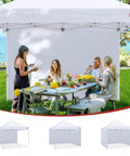 Sidewall For 10x10 Pop Up Canopy Tent, Waterproof 300D Polyester With PU Coating, Blocks Ninety Nine Percent UV Rays, white setup