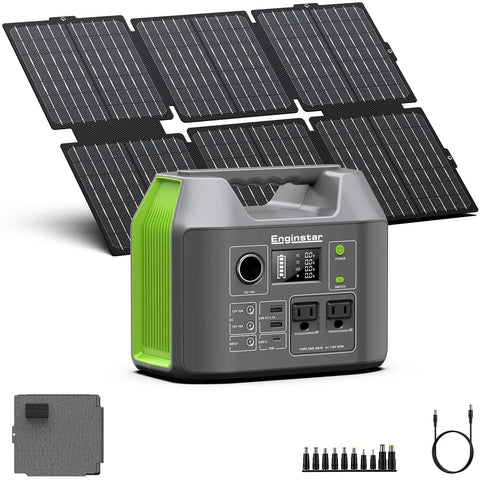 On The Go Portable Solar Generator 300W Power Station With Foldable 60W Solar Panel 110V Pure Sine Wave 296Wh 80000mAh Lithium Battery Pack