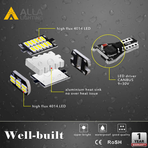 Exploded view of 912 921 LED Bulbs For Back Up Lights 6000K Xenon White CAN BUS 4014 30 SMD 5.5W with components labeled