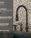 Hanover Kitchen Sink Faucet With Pull Down Sprayer And Soap Dispenser in Tuscan Bronze with Accudock technology, high-arc design.