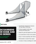 Side Barriers For Home And Pro Series Golf Nets Built Tough Polyester Indoor Outdoor Safety Extensions Easy Setup Black Sandbags Included Made In USA Net Not Included, side view of barriers with sandbags and dimensions