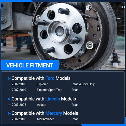 Rear Wheel Bearing And Hub Assembly 5 Lug Non ABS Fit Ford Explorer Mercury Mountaineer Lincoln Aviator And Explorer Sport Trac 2002 2010 2003 2005 2007 2010 Rear Left And Right Sides