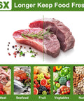 Precut Food Saver Vacuum Bags 150 Pcs Set for Meal Prep and Sous Vide ensuring freshness for meat, seafood, fruit, vegetables, nuts.