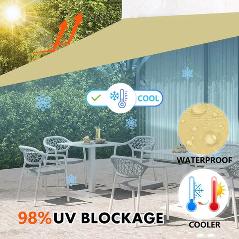 Waterproof Triangle Shade Sail 18x18x25.5 Feet For Outdoor Garden Patio Yard 98% UV Block All Weather Canopy Showing Cool Effect