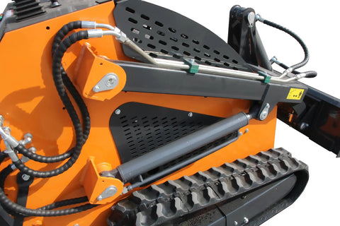 Side view of Beast 23HP Mini Skid Steer Loader With Tracks, 840 Lb Lift, hydraulic hoses visible, air cooled, US Stock.
