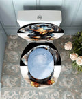 Round Resin Toilet Seat for Bathroom featuring a Dachshund design, fitting standard toilet sizes in a stylish bathroom.
