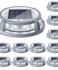 Solar Deck Lights Outdoor 16 LED Dual Mode Pathway And Driveway Markers Waterproof Ground Step Lights in 12 Pack