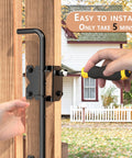 Installing Matte Black Vinyl Gate Hardware Kit latch, part of Vinyl Fence Gate Hardware Kit Matte Black For Double Gates Includes Four Hinges One Latch And One Drop Rod All In One Beast Setup For PVC Fencing And Vinyl Fence Projects.