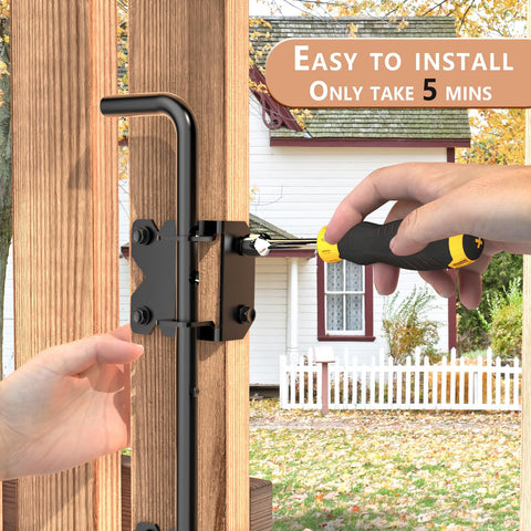 Installing Matte Black Vinyl Gate Hardware Kit latch, part of Vinyl Fence Gate Hardware Kit Matte Black For Double Gates Includes Four Hinges One Latch And One Drop Rod All In One Beast Setup For PVC Fencing And Vinyl Fence Projects.