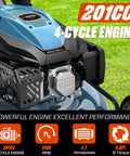 Workhorse 201cc Gas Lawn Mower With 3 In 1 Cutting System Side Discharge Mulching And Bagging Self Propelled Rear Wheel Drive Six Position Height Adjustment For Lawn And Garden, 201cc 4-cycle engine