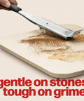 2 In 1 Pizza Oven Brush And Scraper For Quick Stone Cleaning With Stainless Steel Head cleaning pizza stone surface