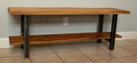 Rustic Industrial Style Metal Table Legs With H Style Frame Adjustable Leveling Feet Made In USA under wooden table.
