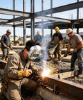 Worker using Pro Grade Auto Darkening Welding Helmet With Smart Sensor True Color HD Clarity Arc Protection Welder Hood