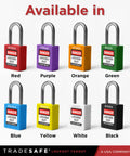 Blue Lockout Tagout Padlock Set With Seven Keyed Different Locks And Two Keys Per Lock, OSHA Compliant Safety Locks in various colors.