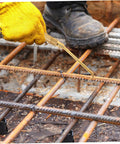 Portable Rebar Tie Tool With Non Slip Handle And Curved Hook For Quick Safe Wire Twisting On Construction Sites Pro Grade Rebar Tie Tool For Pros And DIY Builders Workhorse in use by a worker wearing a glove on construction site.